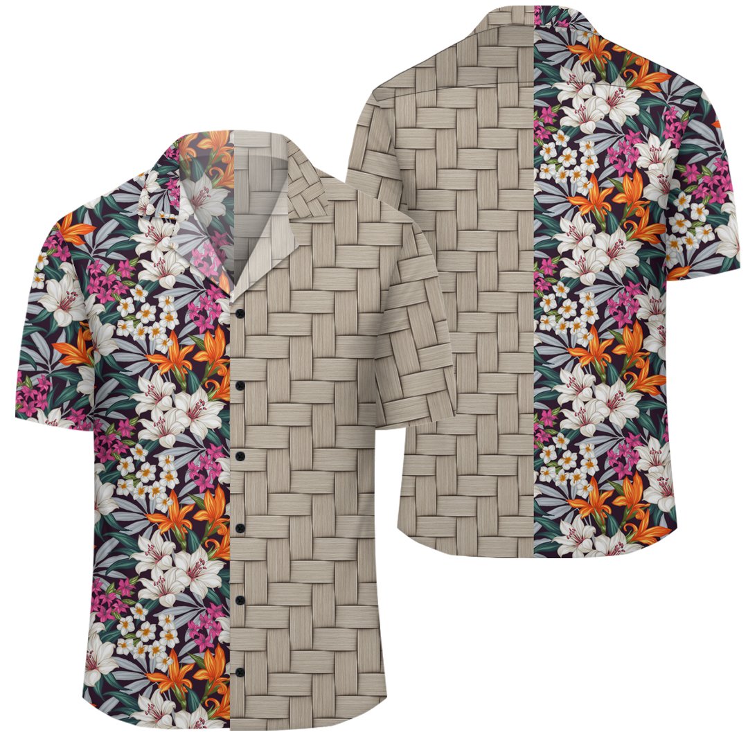 Hawaii Seamless Exotic Pattern With Tropical Leaves Flowers Lauhala Moiety Hawaiian Shirt Unisex Art - Polynesian Pride