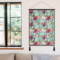 Hawaii Seamless Floral Pattern With Tropical Hibiscus, Watercolor Hanging Poster - AH- Hanging Poster 50 x 75 cm Cotton And Linen - Polynesian Pride