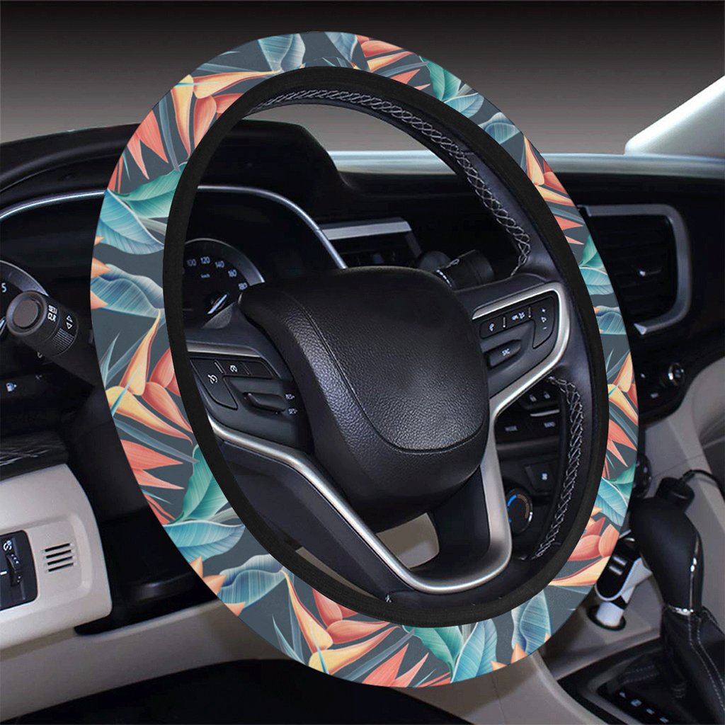 Hawaii Seamless Tropical Flower Hawaiian Summer Hawaii Universal Steering Wheel Cover with Elastic Edge - Polynesian Pride