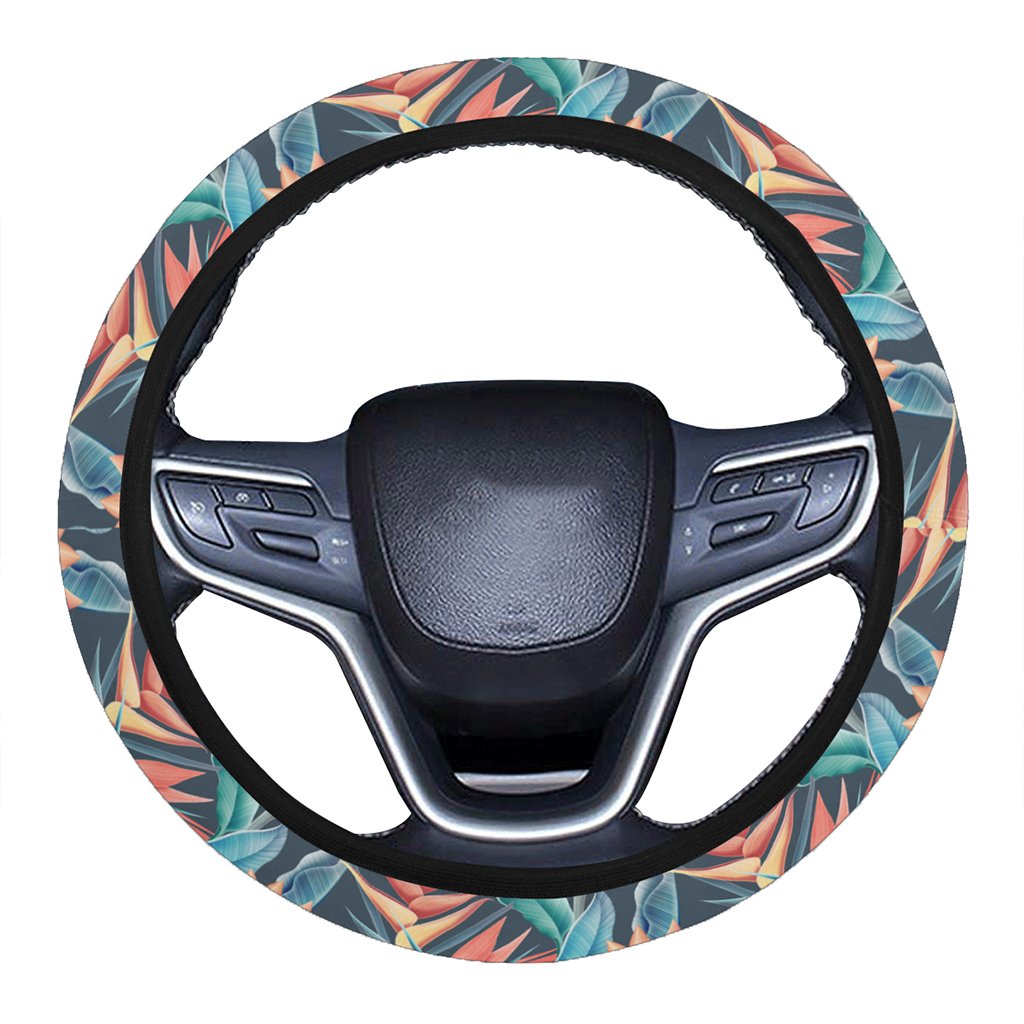 Hawaii Seamless Tropical Flower Hawaiian Summer Hawaii Universal Steering Wheel Cover with Elastic Edge One Size Blue Steering Wheel Cover - Polynesian Pride