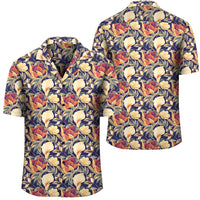 Hawaii Seamless Tropical Flower Plant And Leaf Pattern Background Hawaiian Shirt Unisex Black - Polynesian Pride