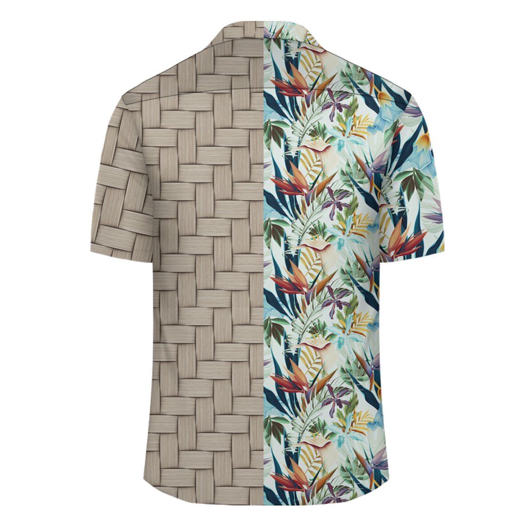 Hawaii Seamless Tropical Flower Plant And Leaf Lauhala Moiety Hawaiian Shirt - Polynesian Pride
