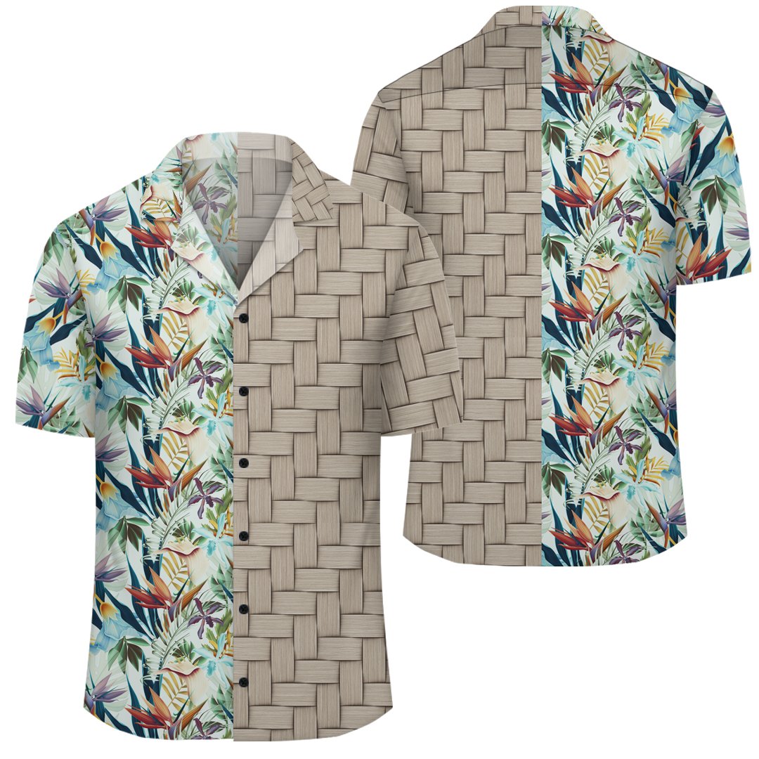 Hawaii Seamless Tropical Flower Plant And Leaf Lauhala Moiety Hawaiian Shirt Unisex Art - Polynesian Pride