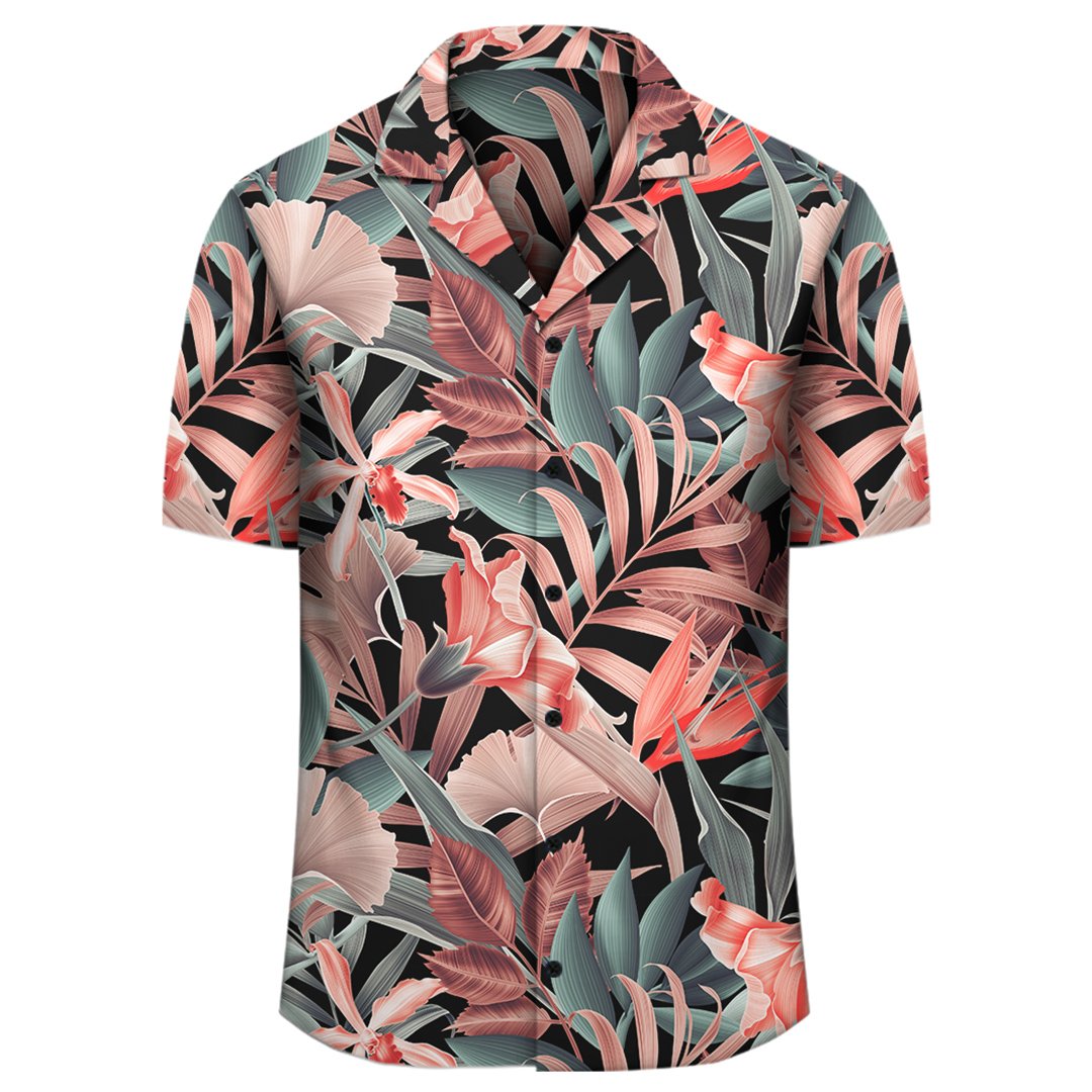 Hawaii Seamless Tropical Flower Plant Leaf Pattern Background Retro Botanical Style Hawaiian Shirt - Polynesian Pride
