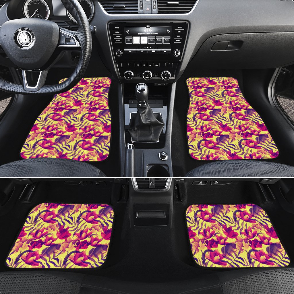 Hawaii Seamless Tropical Flower Plant Pattern Background Hawaii Car Floor Mats Turquoise One Size - Polynesian Pride