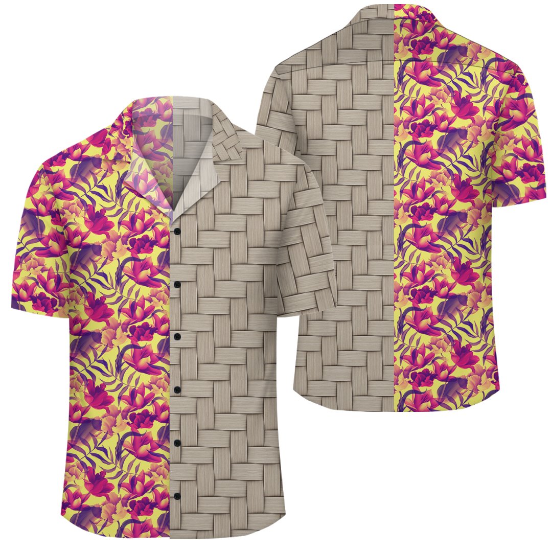 Hawaii Seamless Tropical Flower Plant Pattern Background Lauhala Moiety Hawaiian Shirt Unisex Art - Polynesian Pride