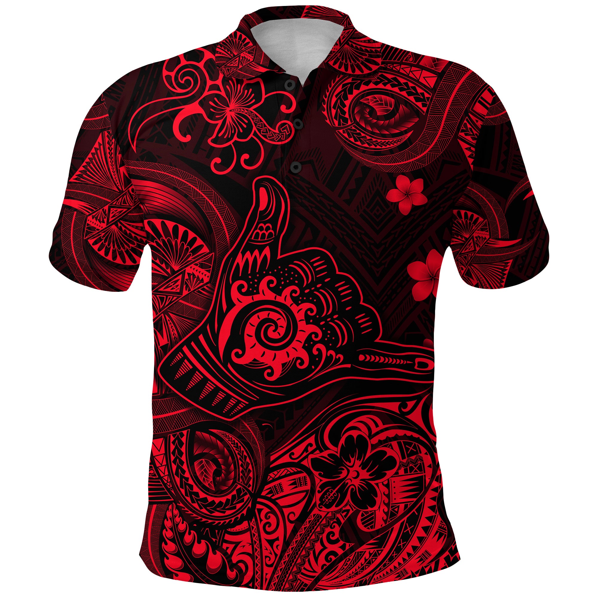 Hawaii Shaka Polynesian Polo Shirt Unique Style Red LT8 - Polynesian Pride