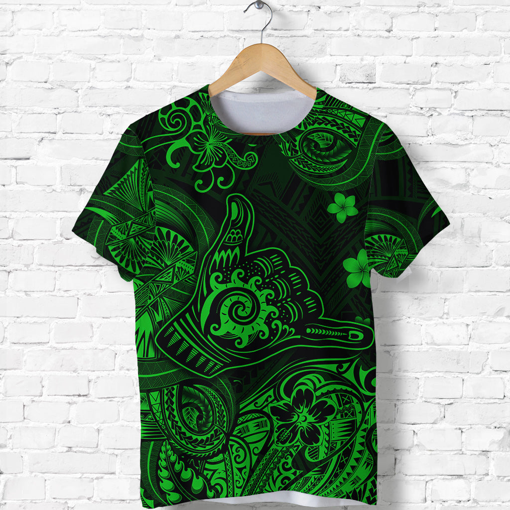 Hawaii Shaka Polynesian T Shirt Unique Style Green LT8 - Polynesian Pride