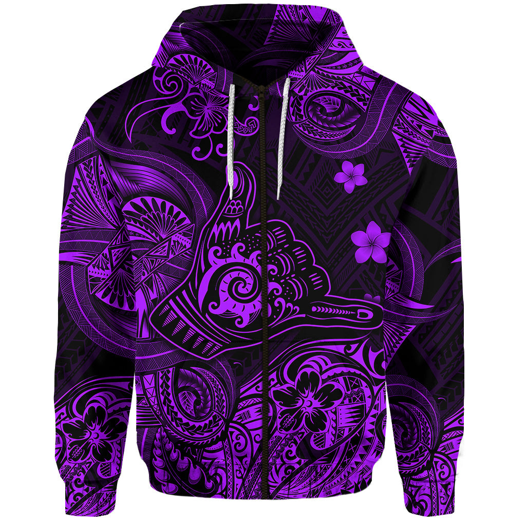 Hawaii Shaka Polynesian Zip Hoodie Unique Style Purple LT8 - Polynesian Pride