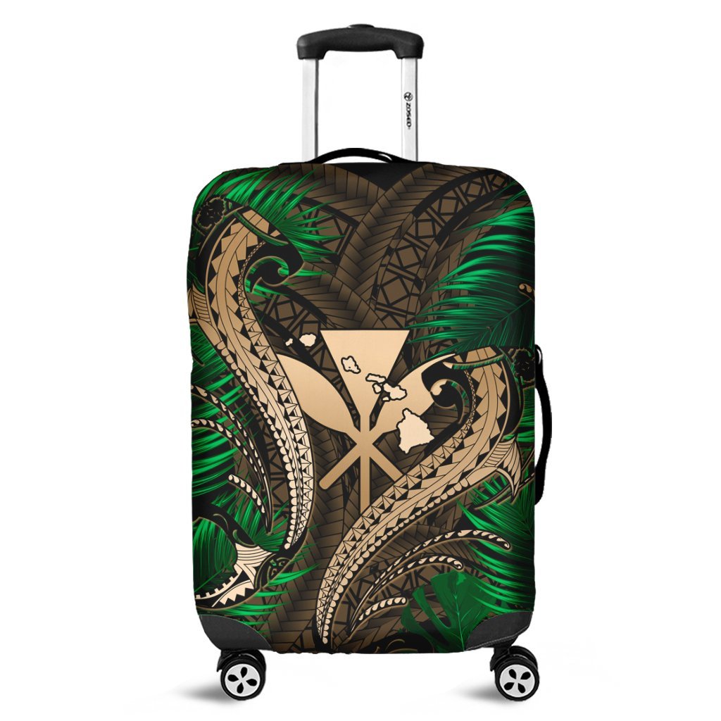 Hawaii Shark Polynesian Tropical Luggage Covers - Gold - AH Black - Polynesian Pride