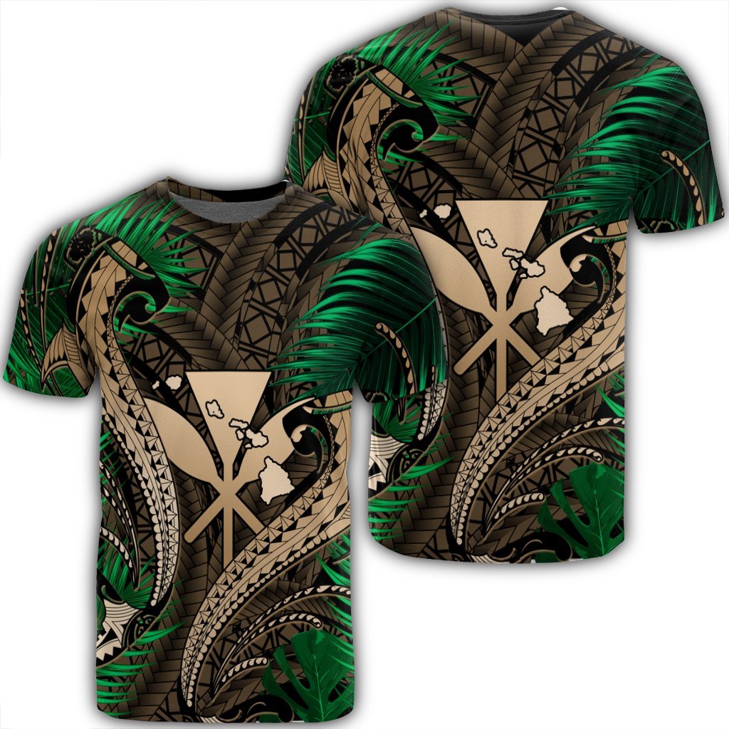 Hawaii Shark Polynesian Tropical T Shirt Gold Unisex Black - Polynesian Pride