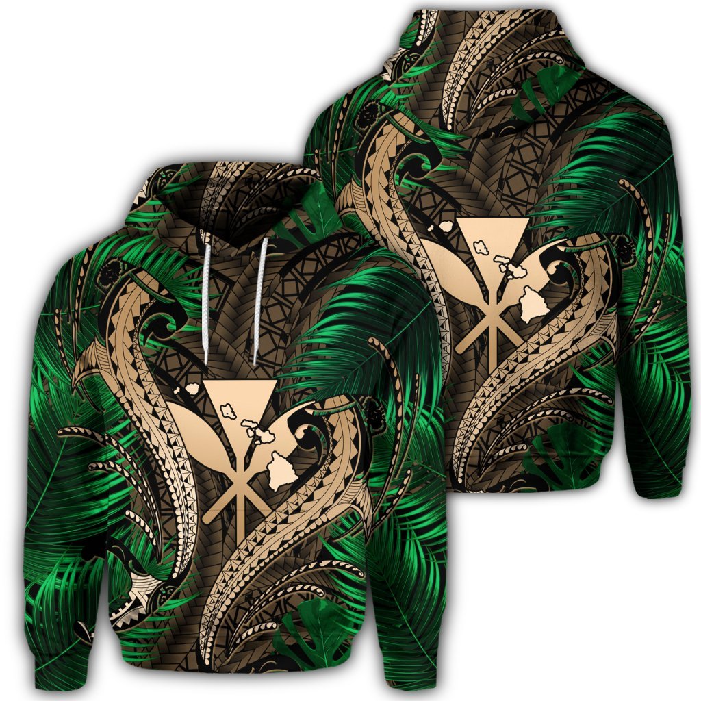 Hawaiian Shark Polynesian Tropical Hoodie Gold Unisex Art - Polynesian Pride