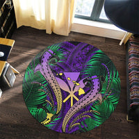 Hawaii Shark Polynesian Tropical Round Carpet - Purple - AH - Polynesian Pride
