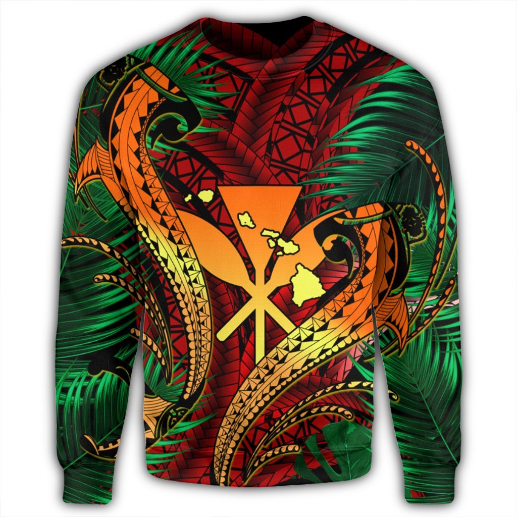 Hawaii Shark Polynesian Tropical Sweatshirt - Red - AH - Polynesian Pride