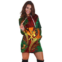 Hawaii Shark Polynesian Tropical Hoodie Dress - Red - AH - Polynesian Pride