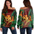 Hawaii Shark Polynesian Tropical Women's Off Shoulder Sweater - Red - AH Black - Polynesian Pride