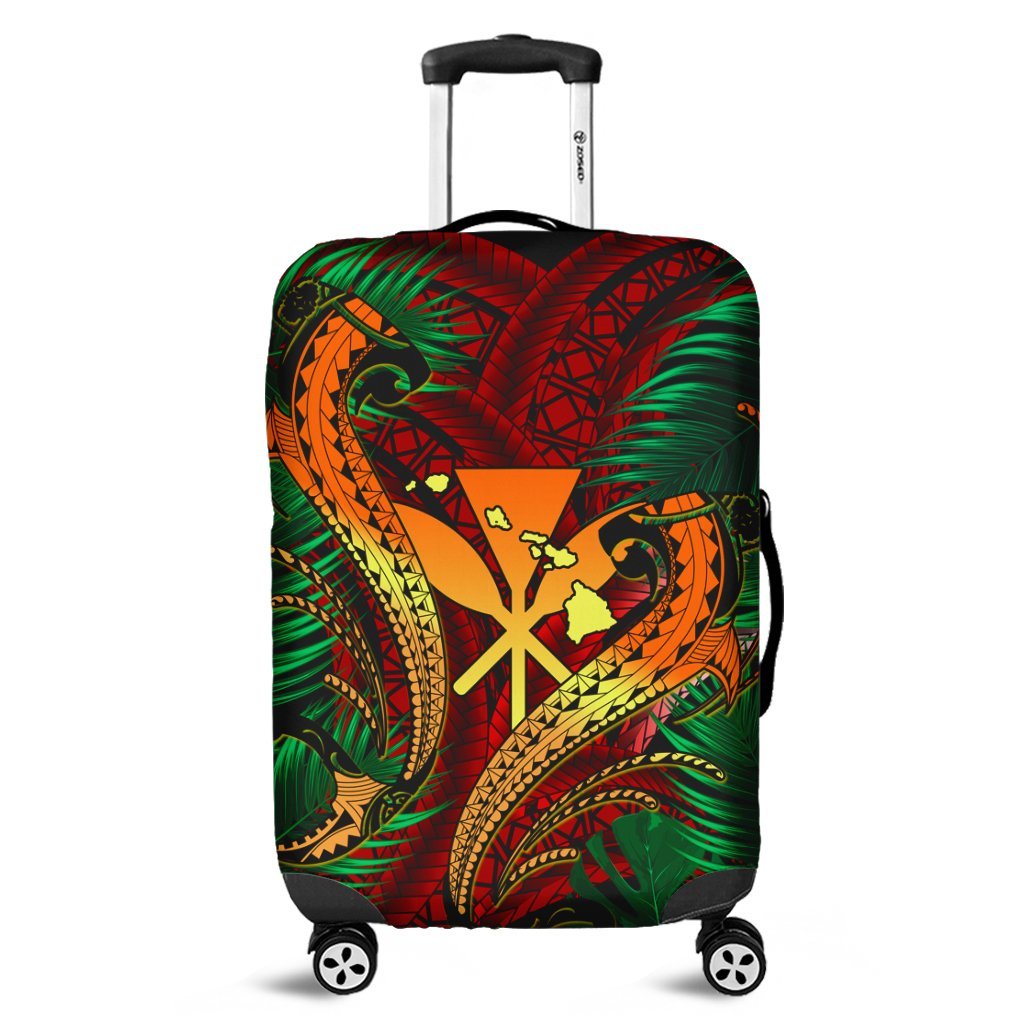 Hawaii Shark Polynesian Tropical Luggage Covers - Red - AH Black - Polynesian Pride