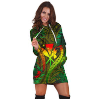 Hawaii Shark Polynesian Tropical Hoodie Dress - Reggae - AH - Polynesian Pride