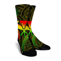 Hawaii Shark Polynesian Tropical Crew Socks - Reggae - AH - Polynesian Pride