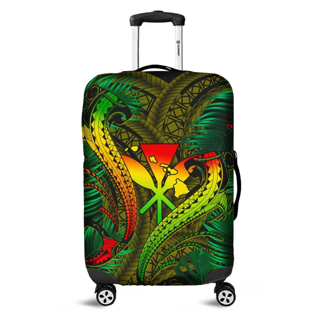 Hawaii Shark Polynesian Tropical Luggage Covers - Reggae - AH Black - Polynesian Pride