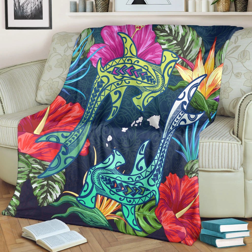 Hawaii Shark Tropical Color Premium Blankets - AH - Polynesian Pride