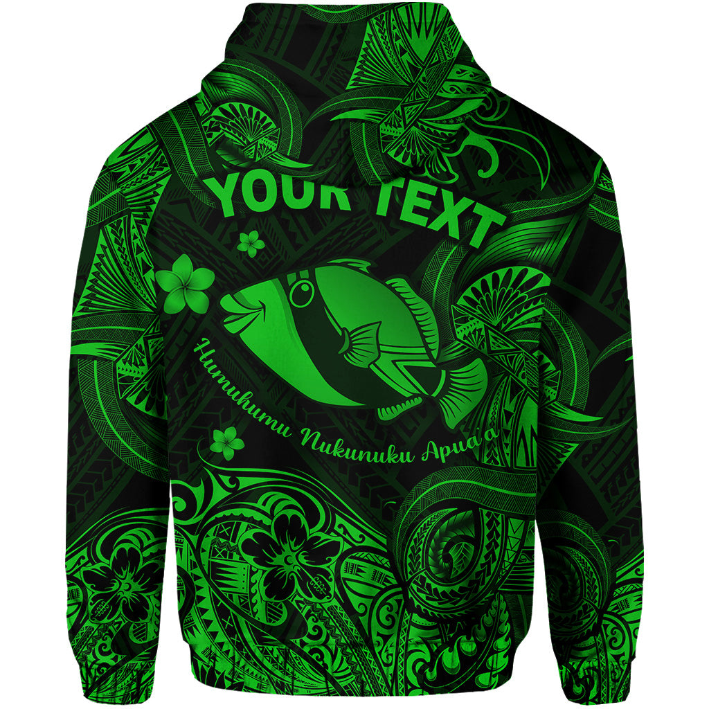 Custom Hawaii State Fish: Humuhumu Nukunuku Apuaa Polynesian Zip Hoodie Unique Style Green LT8 - Polynesian Pride