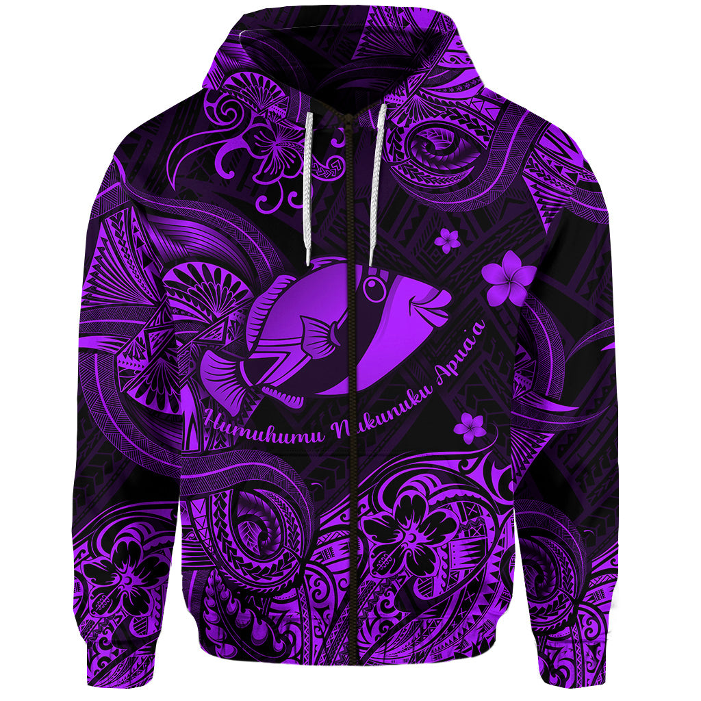 Custom Hawaii State Fish: Humuhumu Nukunuku Apuaa Polynesian Zip Hoodie Unique Style Purple LT8 - Polynesian Pride