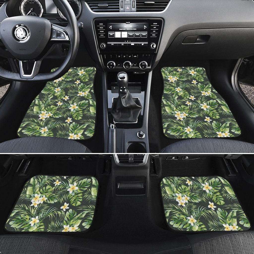 Hawaii Summer Plumerias Flowers Palm Tree Monstera Leaves. Hawaii Car Floor Mats Turquoise One Size - Polynesian Pride