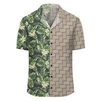Hawaii Summer Plumerias Flowers Palm Tree Monstera Leaves Lauhala Moiety Hawaiian Shirt - Polynesian Pride