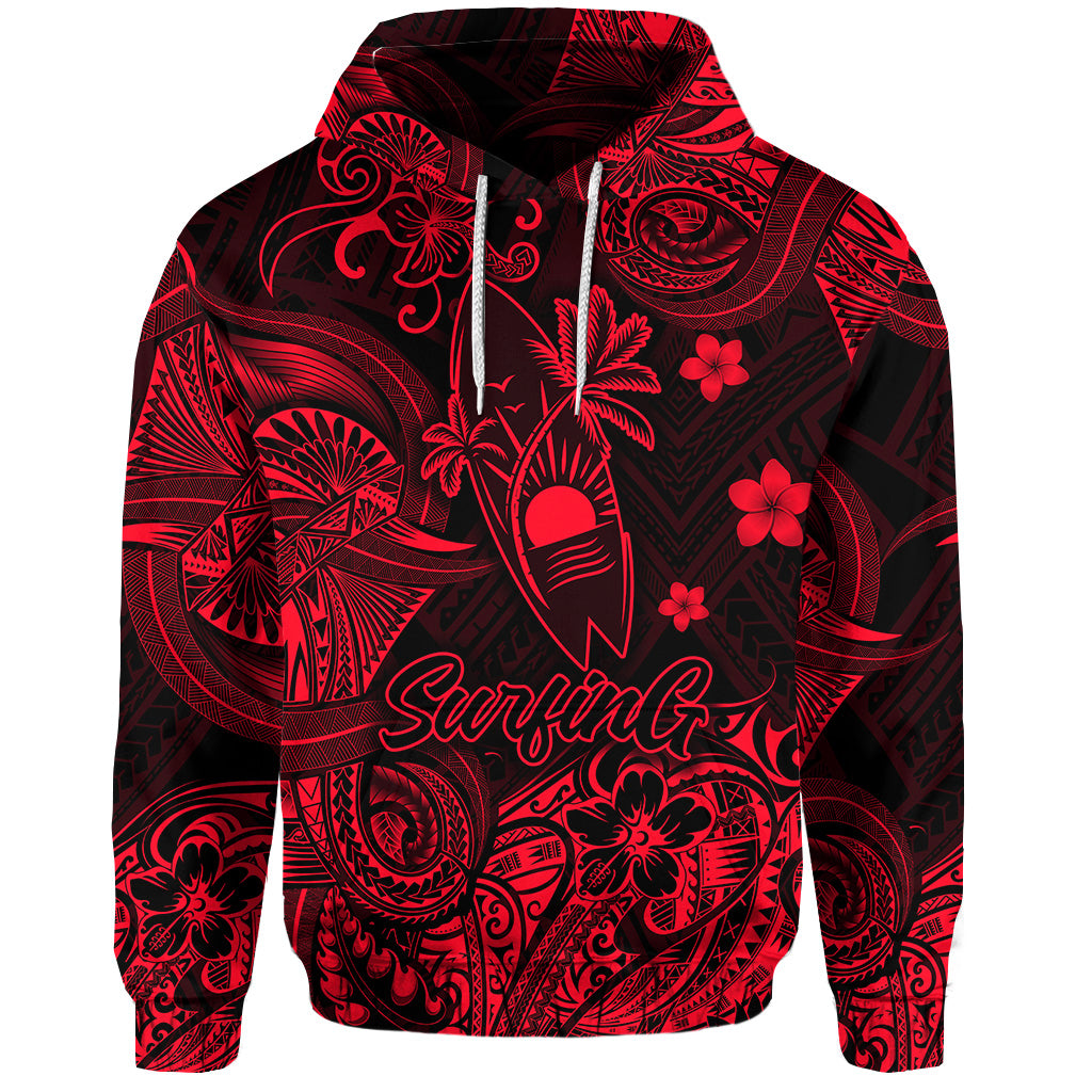 Custom Hawaii Surfing Polynesian Hoodie Unique Style Red LT8 - Polynesian Pride