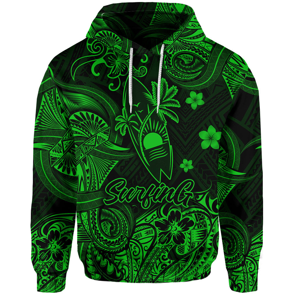 Custom Hawaii Surfing Polynesian Hoodie Unique Style Green LT8 - Polynesian Pride