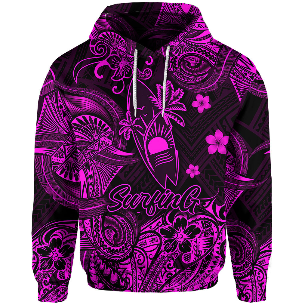 Custom Hawaii Surfing Polynesian Hoodie Unique Style Pink LT8 - Polynesian Pride