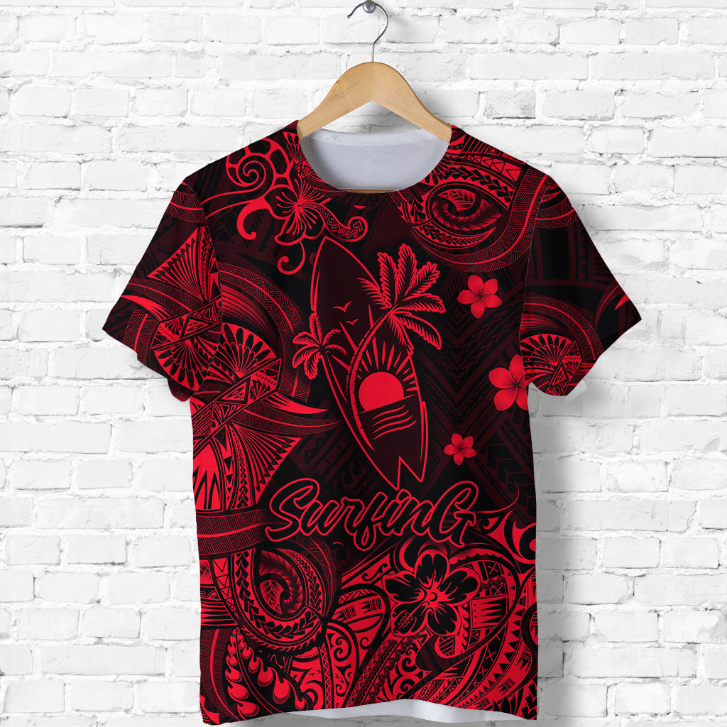 Custom Hawaii Surfing Polynesian T Shirt Unique Style Red LT8 - Polynesian Pride