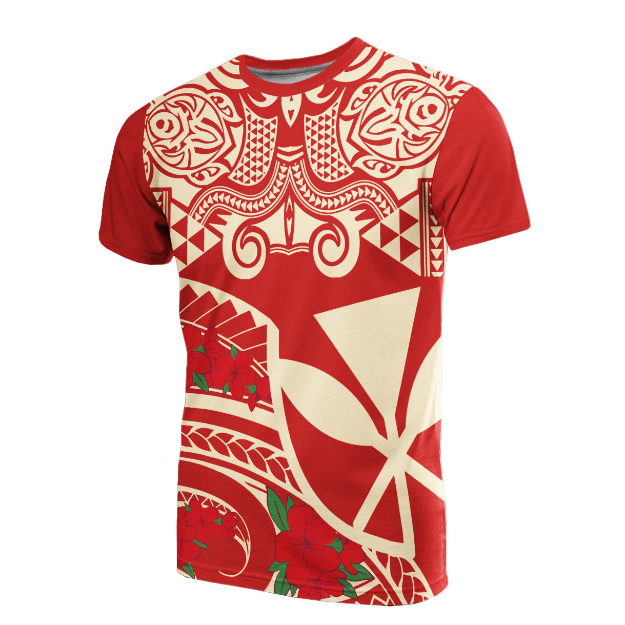 Hawaii T Shirt Polynesian Pattern Vintage Style Red Color Unisex Red - Polynesian Pride