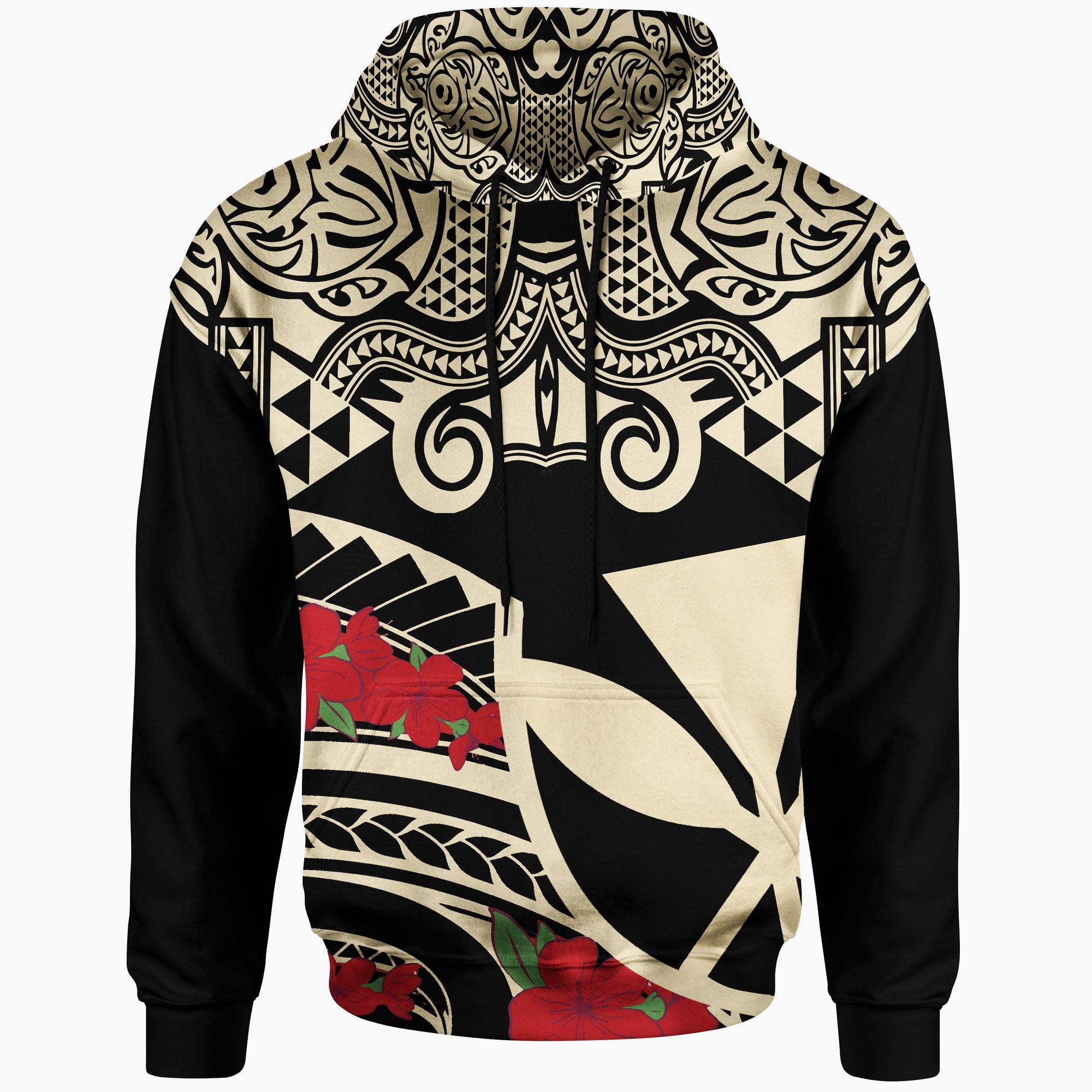 Hawaii Hoodie Polynesian Pattern Vintage Style Black Color Unisex Black - Polynesian Pride