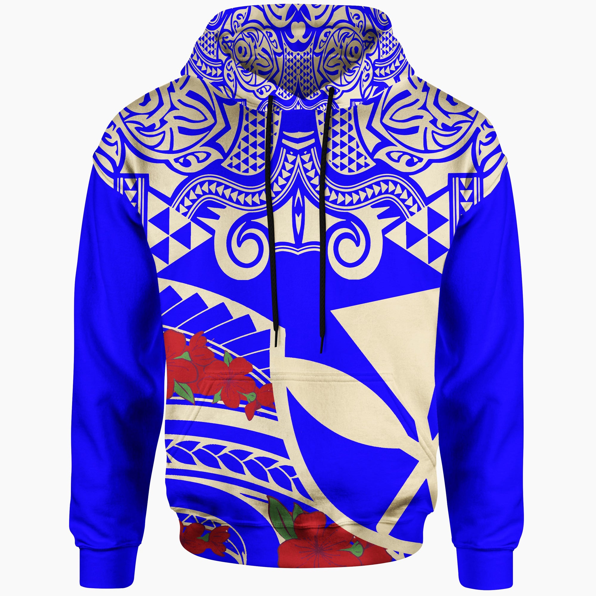 Hawaii Hoodie Polynesian Pattern Vintage Style Blue Color Unisex Blue - Polynesian Pride