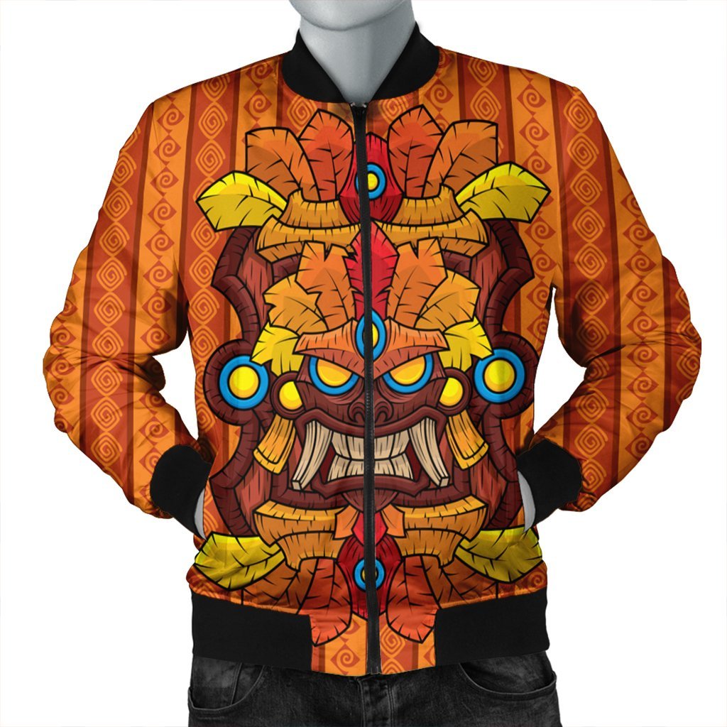 Hawaii Tiki Pattern Bomber Jacket - AH Black Unisex - Polynesian Pride