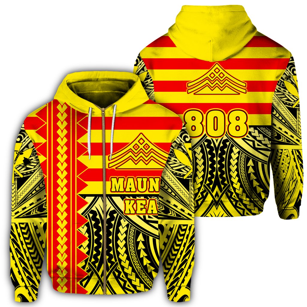 Hawaii Hoodiean Mauna Kea Zipper Hoodie Speaka Style Unisex Yellow - Polynesian Pride