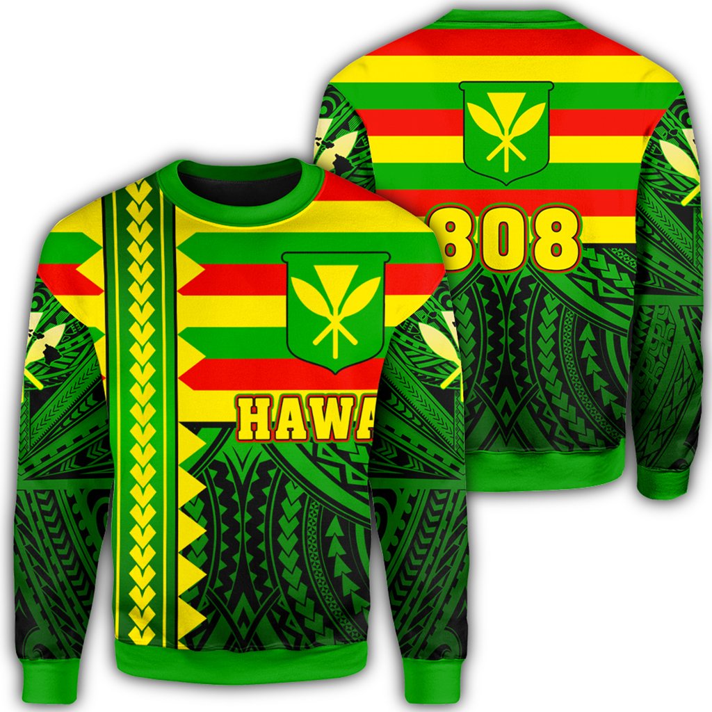 Hawaii - Hawaiian Kanaka Maoli Sweatshirt - Speaka Style - AH Unisex Green - Polynesian Pride