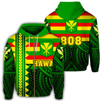 Hawaii Hoodiean Kanaka Maoli Zipper Hoodie Speaka Style Unisex Green - Polynesian Pride