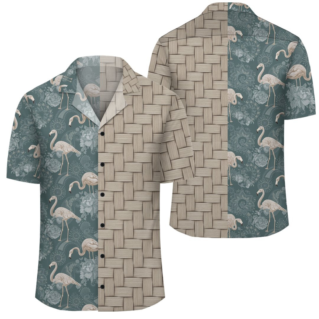 Hawaii Tropical Flamingos And Tropical Plants Lauhala Moiety Hawaiian Shirt Unisex Art - Polynesian Pride