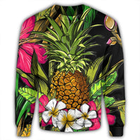 Hawaii Tropical Flowers Pineapple Sweatshirt - AH - Polynesian Pride