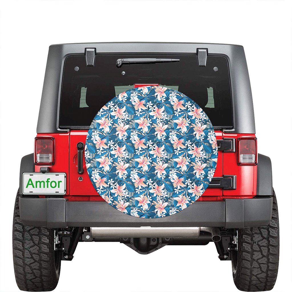 Hawaii Tropical Hibiscus Blue Hawaii Spare Tire Cover - Polynesian Pride