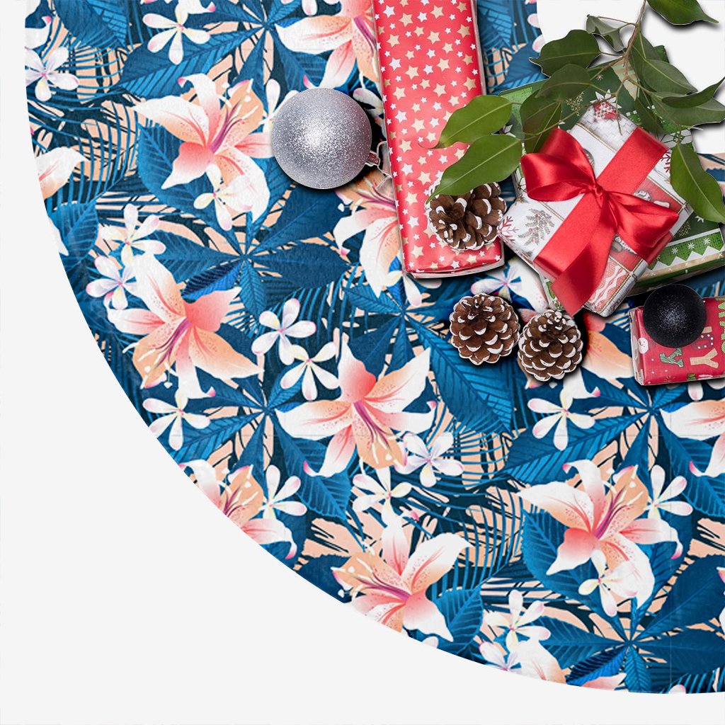 Hawaii Tropical Hibiscus Blue Tree Skirt - Polynesian Pride