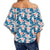 Hawaii Tropical Hibiscus Blue Women's Off Shoulder Wrap Waist Top - AH - Polynesian Pride