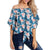 Hawaii Tropical Hibiscus Blue Women's Off Shoulder Wrap Waist Top - AH - Polynesian Pride