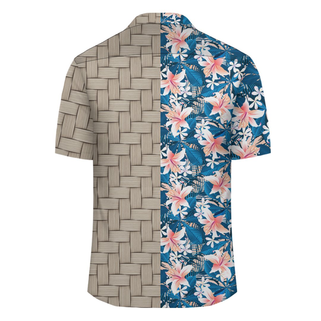 Hawaii Tropical Hibiscus Blue Lauhala Moiety Hawaiian Shirt - Polynesian Pride