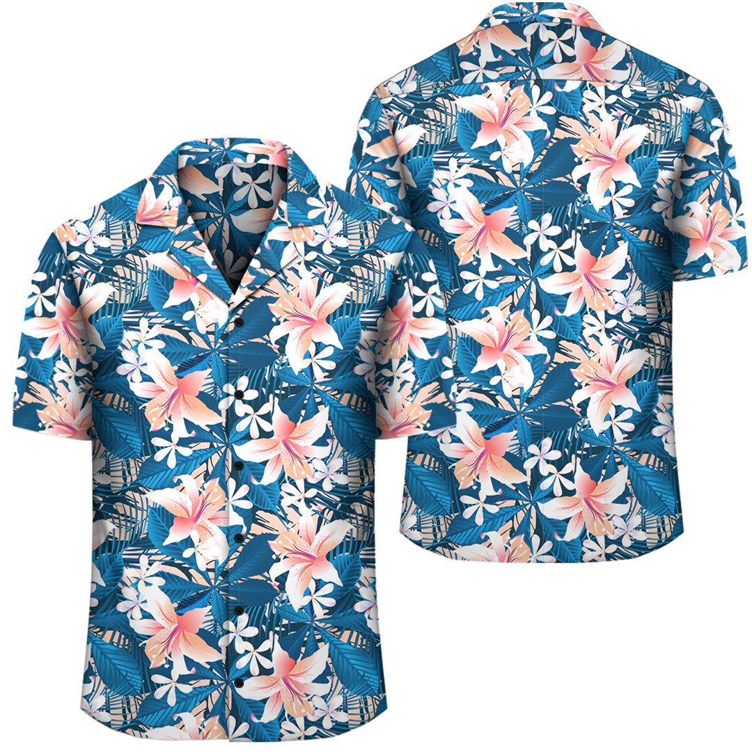 Hawaii Tropical Hibiscus Blue Hawaiian Shirt Unisex Black - Polynesian Pride