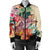 Hawaii Tropical Hibiscus Turtle Beige Bomber Jacket - AH - Polynesian Pride