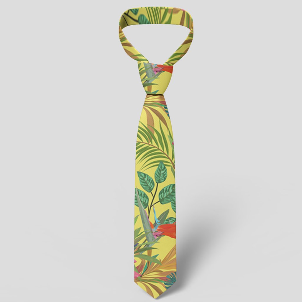 Hawaii Tropical Leaves And Flowers Necktie - Polynesian Pride